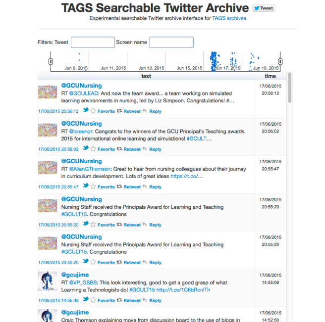 screen shot of twitter archive
